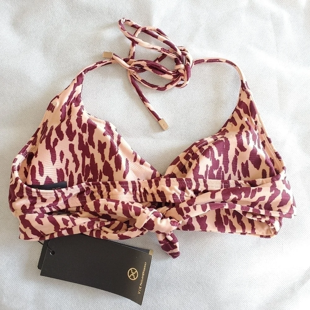 ViX Swimwear Bali Middle Loop Burgundy Bikini Top NWT Small